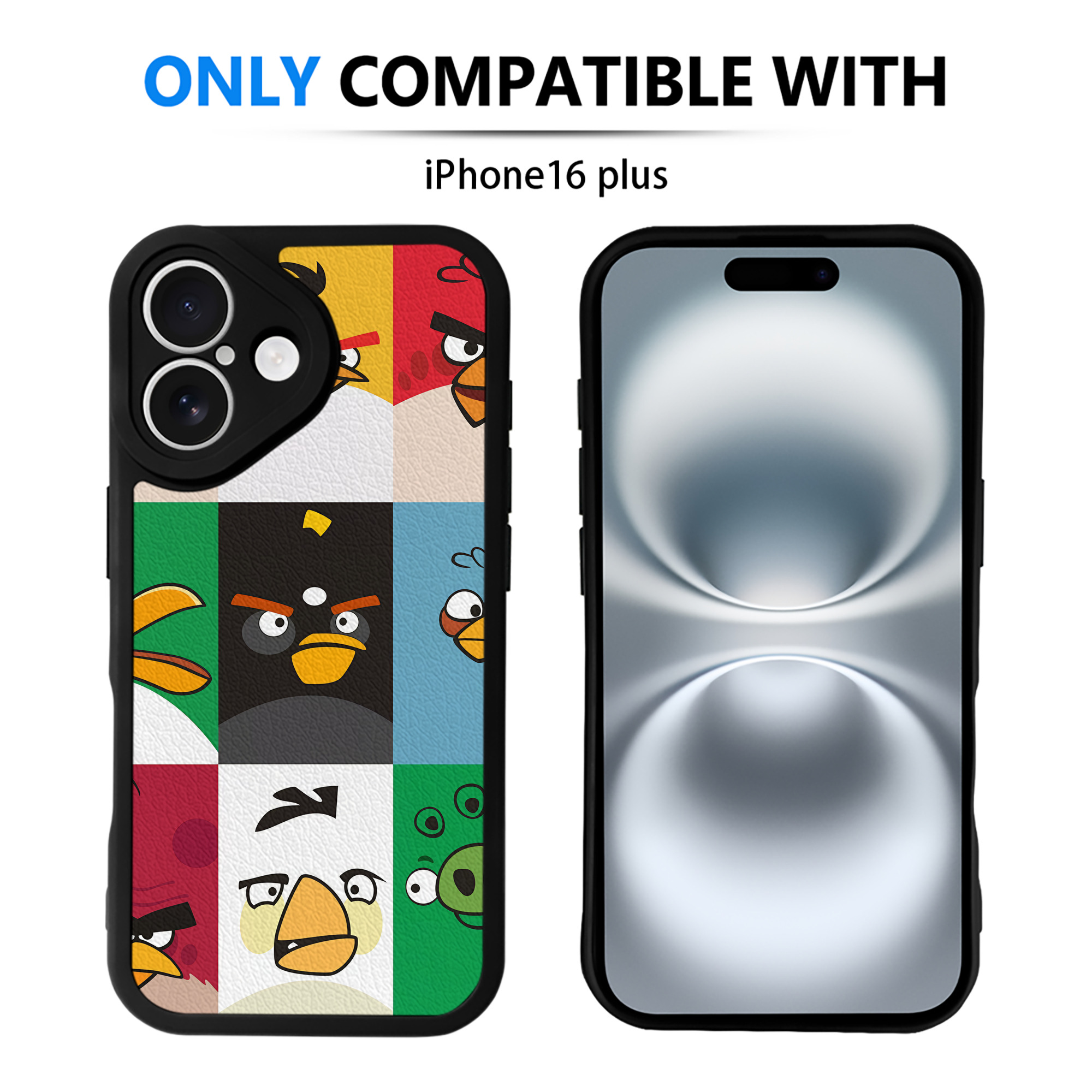 （画像用） Angry Birds アングリーバード 【iPhone 16シリーズ対応】シリコンスマホケース（レザー調） 材質：シリコン
